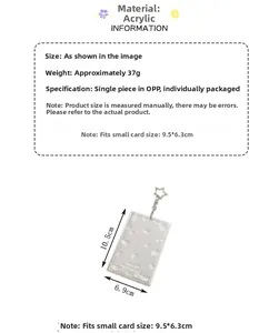Detailed size specifications of clear acrylic photocard holder with star chain