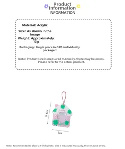 Acrylic house photo frame keychain with dimensions 5.6x5cm for 1 inch pictures