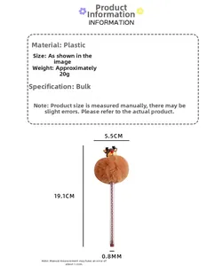 Spécifications de taille et matériau pour stylo à pompon renne, longueur 19,1 cm