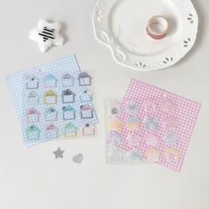 Due fogli di simpatici adesivi per case coreane per decorazioni fai-da-te e scrapbooking