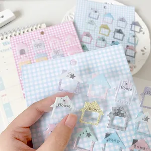 Simpatici adesivi coreani a forma di casa con stelle per diari e decorazioni