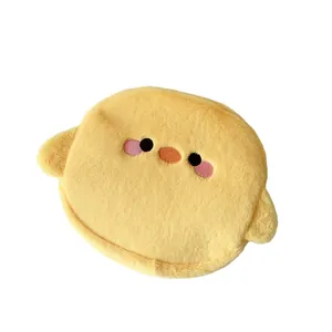 Cute yellow chick plush storage bag with soft texture and 3D wing details