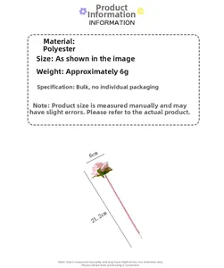 Vue détaillée du stylo décoratif en forme de rose rose avec dimensions de 21,2 cm