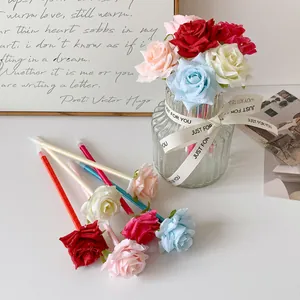 Stylos à encre gel en forme de rose de couleurs variées pour décoration de bureau