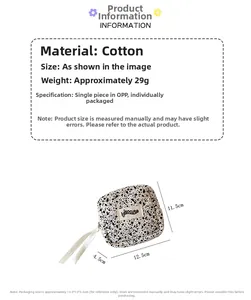 Detail view of ink-splashed quilted cotton pouch showing 12.5cm by 11.5cm dimensions