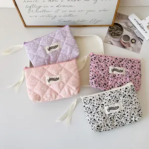 Bolsa de Maquillaje de Tela Acolchada con Patrón de Salpicaduras de Tinta Monedero Portátil con Cremallera y Cinta Estuche Suave