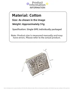Detailed view of splattered pattern cotton makeup bag with dimensions 18x16.5x8cm