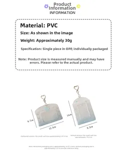 Dettagli sulle dimensioni e sul materiale PVC dei porta carte trasparenti glitterati