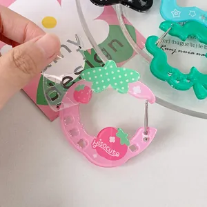 Acrylic strawberry and flower carabiners with metal clips for bag accessories and DIY