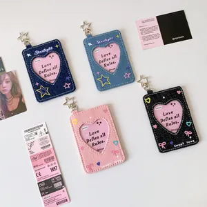 Star-shaped clasp denim card holders with heart-shaped cutout and Y2K star pendant