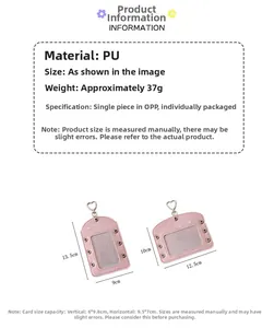 Especificaciones de tamaño del porta tarjetas de cuero PU rosa con hebilla de corazón