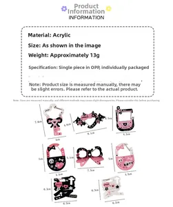 Detailed size specifications for heart and skull acrylic carabiner pendant set