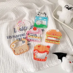 Set of six cute acrylic cartoon charms including milk box and burger for bags