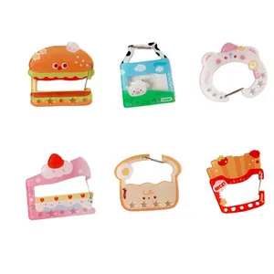 Set of 6 cute acrylic carabiners featuring food and animal shapes for bag decoration
