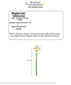 Detailed view of daisy silicone pen measuring 25.6cm with 7cm flower diameter