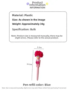 Detaillierte Maße und Gewichtsangaben für den rosa Cartoon-Roboterstift mit Pompon