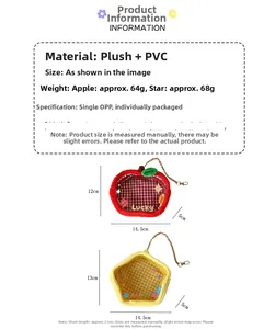 Bolsas de exhibición de felpa con forma de estrella y manzana y ventana de PVC clara