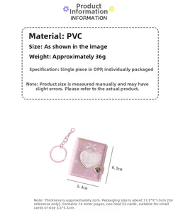Mini porta fotocard rosa con motivo a cuore, dimensioni 6,5x5,4x2cm e 32 slot per carte