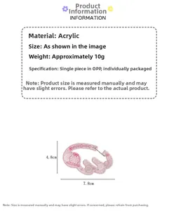 Detail view of pink acrylic wing keychain with floral pattern and size dimensions
