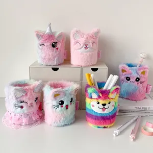 Süßer Plüsch Tier Stifthalter Für Den Schreibtisch Einhorn Katze Hund Weich Flauschig Schreibwaren Aufbewahrung Organizer Schreibtisch Deko