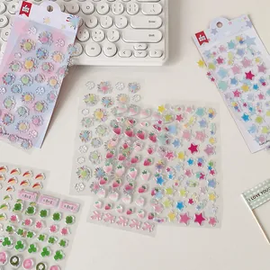 3D Puffy Epoxy Stickers Cute Strawberry Clover Star Snowman Decorative Waterproof Resin DIY Scrapbooking Journaling Stickers