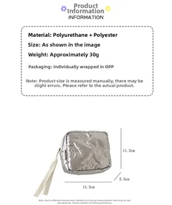 Silver square makeup bag with butterfly embossing and a side wrist strap detail
