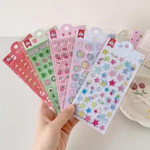 Set of 5 3D strawberry clover epoxy stickers for DIY journal and phone case decor