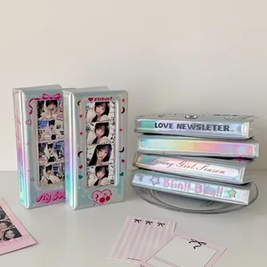 Detailed holographic laser photocard album for K-pop cards with window cover