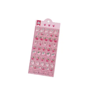 3D embossed strawberry stickers with pink bow accents for scrapbooking and DIY crafts