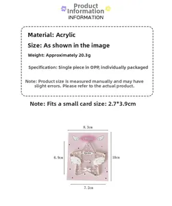 Detailed specs of winged star acrylic card holder for small 2.7x3.9cm photos