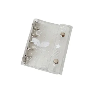 Διαφανές M5 mini άλμπουμ φωτογραφιών από PVC με φτερά αγγέλου και διπλά μεταλλικά κουμπιά