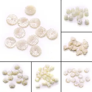 Natural Seawater Shell Carved Flower Loose Beads Rose Tulip Mother Of Pearl Beads For DIY Jewelry Making Earrings Necklace