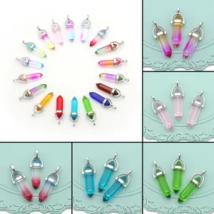 Pendenti in Vetro di Cristallo a Pilastro Esagonale per Creazione Gioielli DIY Sfumati Colorati Accessori per Collane