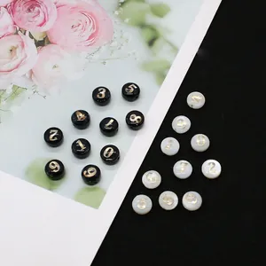 Perles rondes numérotées en résine noire et blanche pour la création de bijoux DIY