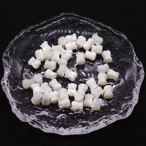 Natural shell tulip flower beads for DIY jewelry making in elegant pearl white finish