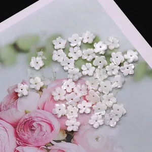 Natural white shell flower beads for DIY jewelry making featuring tulip carved mother of pearl