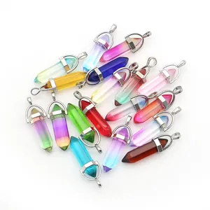 Pendenti in cristallo esagonale colorato con ganci in metallo per gioielli fai da te