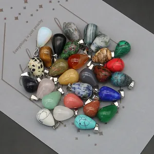 Variété de pendentifs en pierre naturelle en forme de larme pour création de bijoux