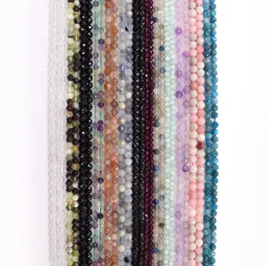 Cuentas de Piedra Natural Facetadas Cuentas Sueltas Redondas para Fabricación de Joyas DIY Collares Accesorios Lapislázuli Amatista Fluorita Cuarzo