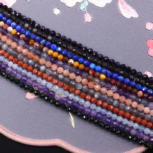 Cuentas de piedra natural tallada en varios colores como lapislázuli para joyería DIY