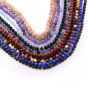 Cuentas de piedra natural tallada en varios colores para joyería DIY y manualidades