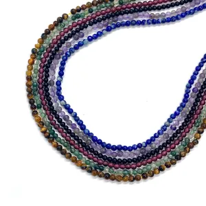 Perle tonde in occhio di tigre, lapislazzuli e granato per creazione gioielli fai-da-te