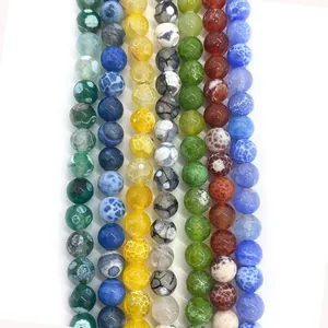 Natuursteen Agaat Ronde Losse Kralen Voor DIY Sieraden Maken Armband Ketting Drakenader Patroon Kraal Strand Accessoires
