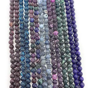 Natuursteen Drakenader Agaat Ronde Kralen Recht Gat Losse Kralen Voor DIY Sieraden Maken Armband Accessoires