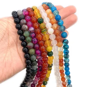 Perle tonde in agata indiana naturale per la creazione di gioielli fai da te