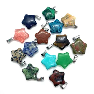 Star-shaped natural stone pendants in turquoise and malachite for DIY jewelry making