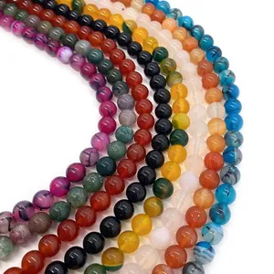 Perle rotonde in agata indiana naturale per creazione di gioielli fai-da-te in misure