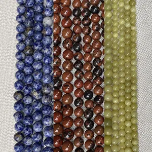 Perle Rotonde in Pietra Naturale Perle Sfuse Lucidate Per Creazione di Gioielli Fai-da-te Bracciale Collana Amazzonite Diaspro Agata