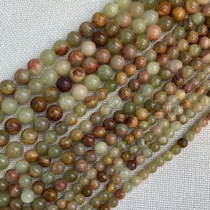 Natuurlijke ronde edelsteen kralen in aardetinten voor doe-het-zelf sieraden maken