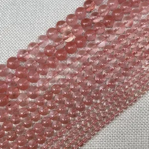 Perle rotonde in pietra naturale rosa da 6-10 mm per la creazione di gioielli fai-da-te